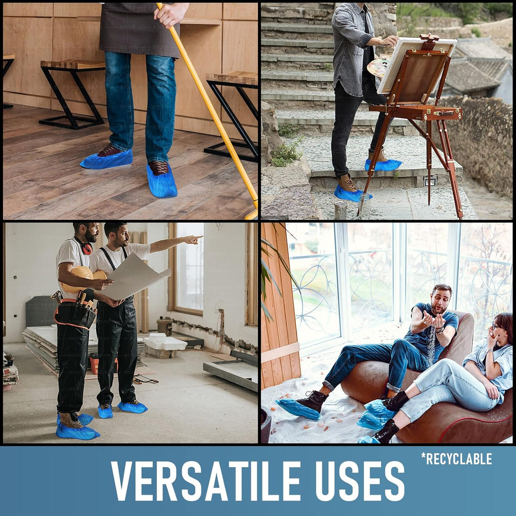 Disposable Non Slip Shoe Covers Indoors Waterproof Blue