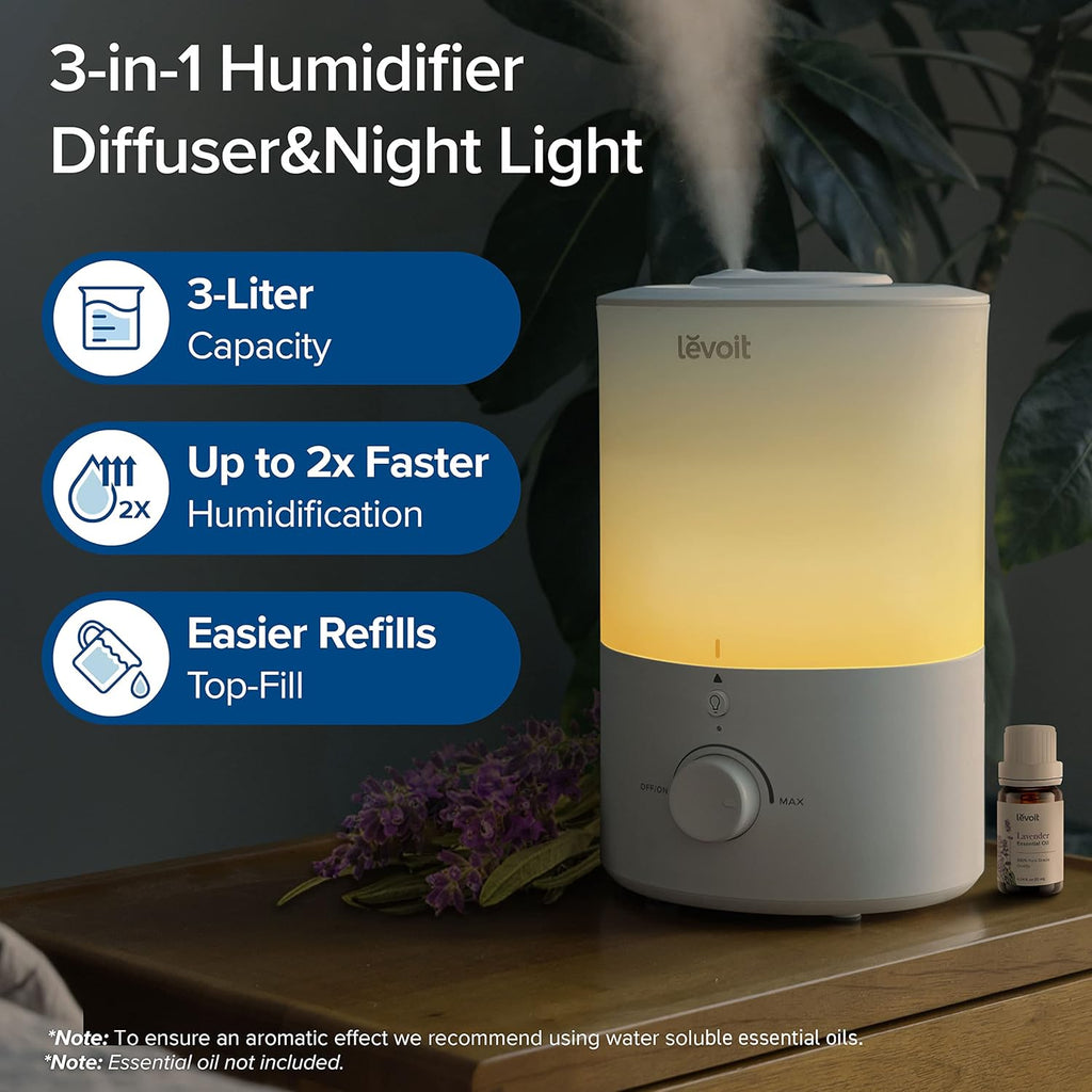 LEVOIT Humidifiers for Bedroom with Night Light Auto Off