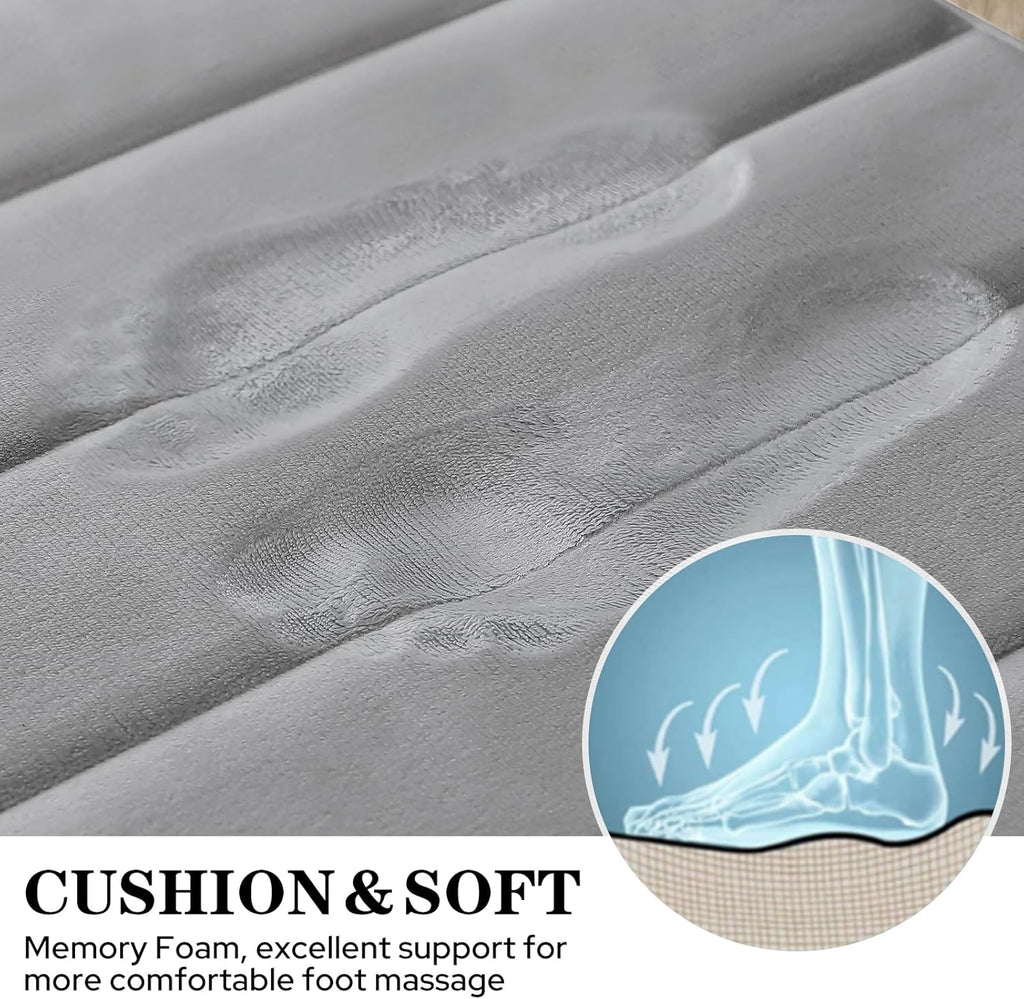 Bathroom Rug Set Memory Foam Non Slip Absorbent Machine Washable Grey