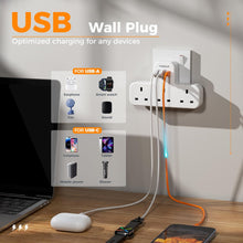 Load image into Gallery viewer, 6 in 1 Power Strip Extension Plug with USB C Charger