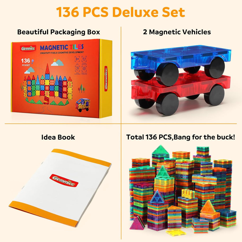Magnetic Tiles Deluxe Building Blocks Magnet Toys for Kids