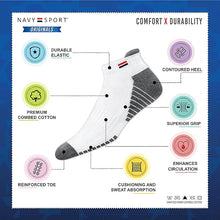 Load image into Gallery viewer, Mens Low Cut Athletic Cotton Ankle Socks Pack of 3
