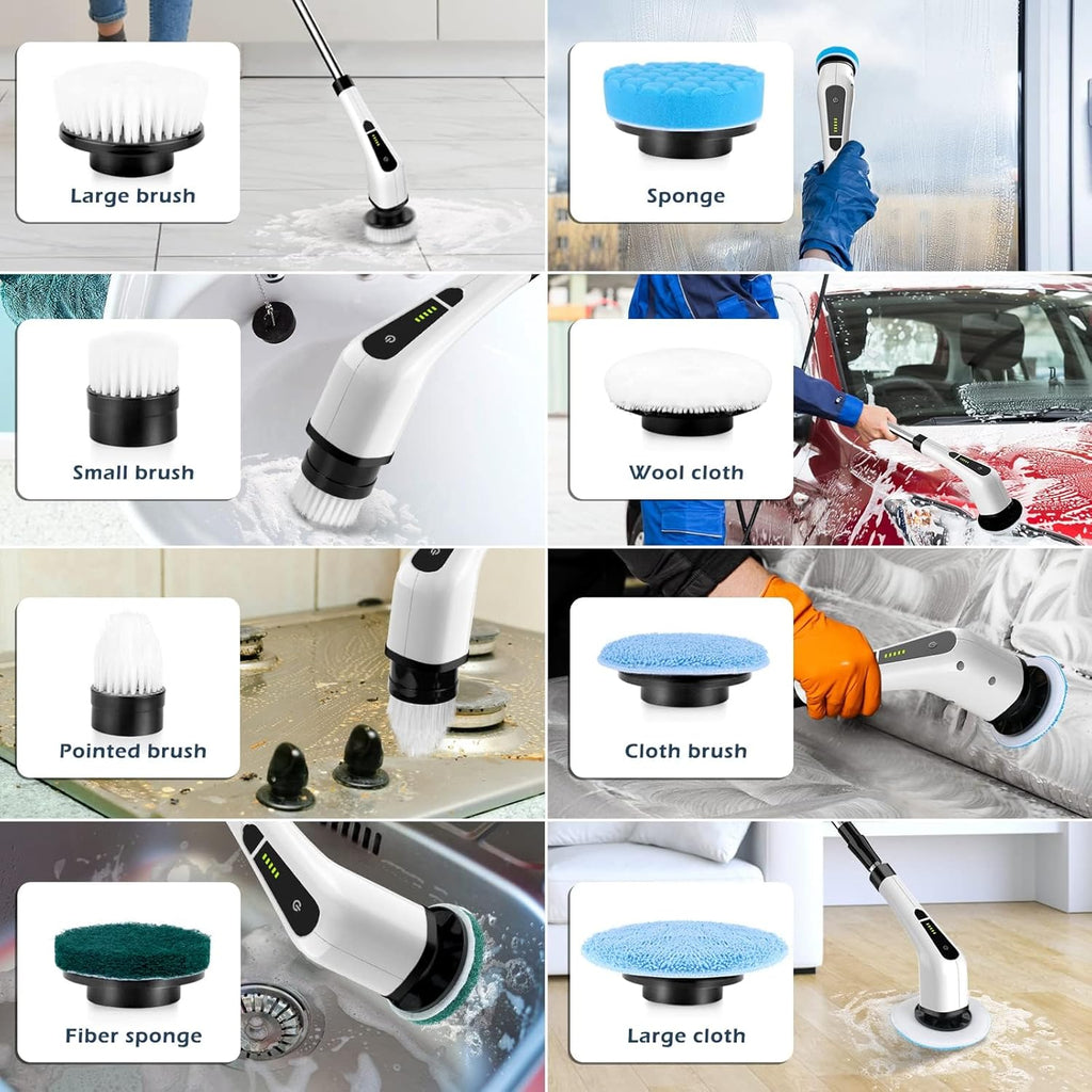 Cordless Electric Spin Scrubber with Brush Heads