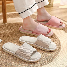 Load image into Gallery viewer, Linen Slippers for Women Men Open Toe House Shoes Summer