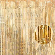 Load image into Gallery viewer, Gold Foil Fringe Curtain Metallic Tinsel Streamers