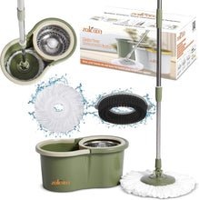 Load image into Gallery viewer, Zalcoon Spin Mop and Bucket with Wringer Set Stainless Handle