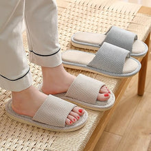 Load image into Gallery viewer, Linen Slippers for Women Men Open Toe House Shoes Summer