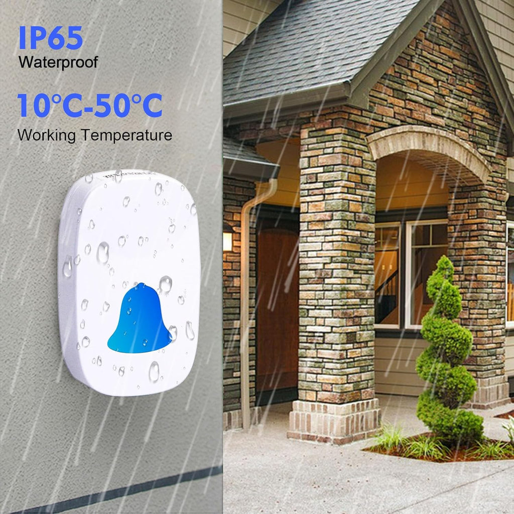 Wireless Doorbell Kit With Bells And Adjustable Volume
