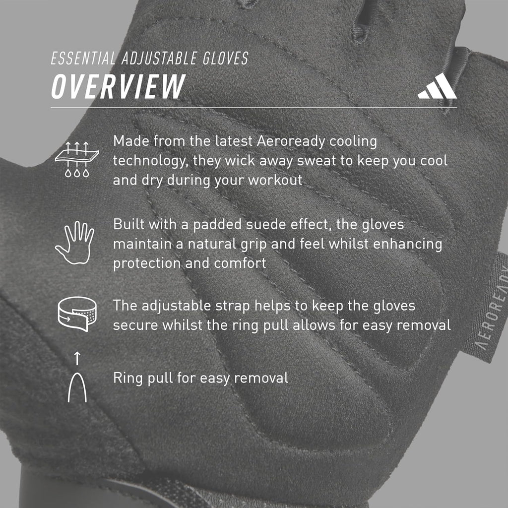 Adidas Essential Adjustable Fingerless Gloves for Men Women
