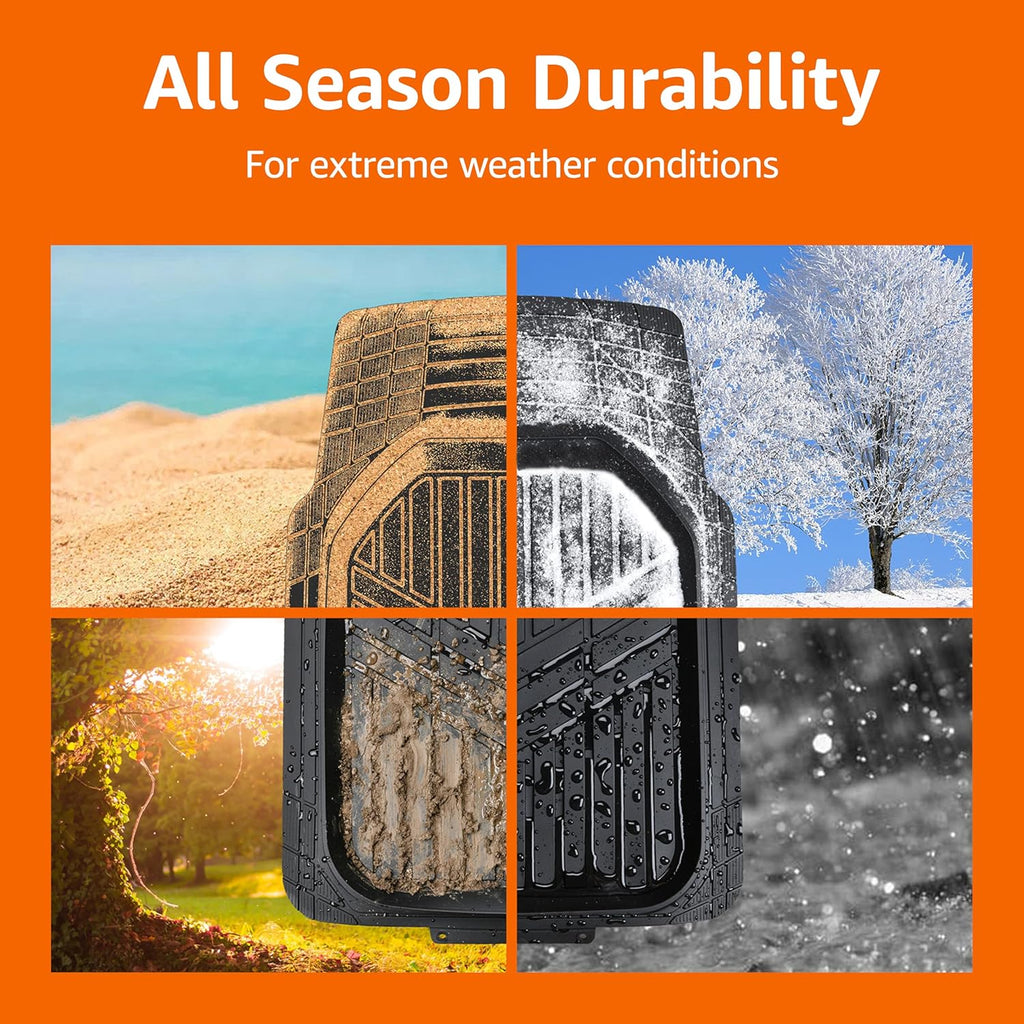 Amazon Basics Heavy Duty Rubber Floor Mats Set for Cars and SUVs