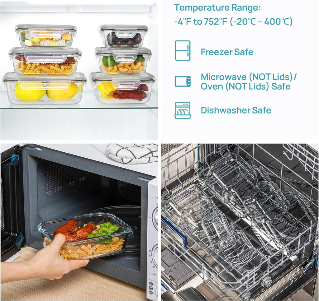 Vtopmart Glass Meal Prep Containers Leak Proof