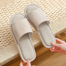 Load image into Gallery viewer, Linen Slippers for Women Men Open Toe House Shoes Summer