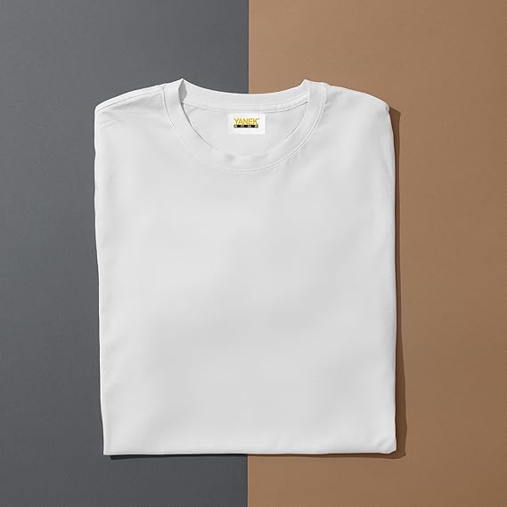 YANEK Solid Unisex Round Neck T Shirt Short Sleeve Cotton