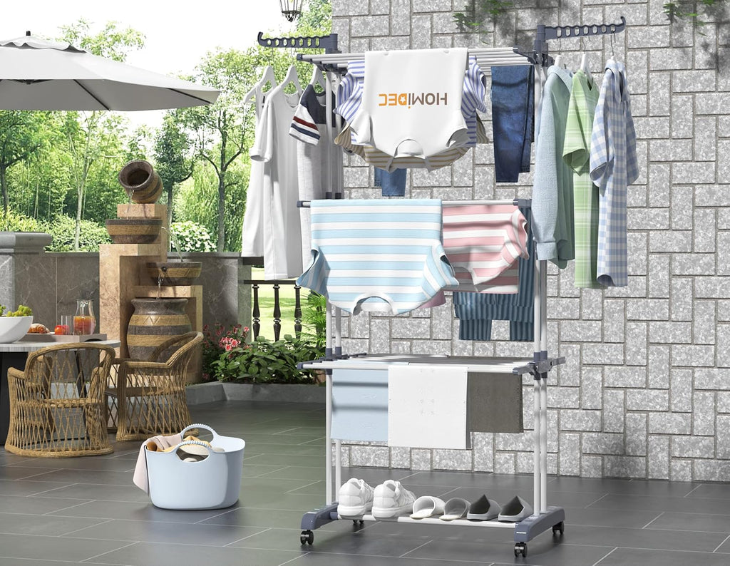 HOMIDEC Clothes Drying Rack Oversized Foldable Stainless Steel