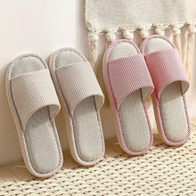 Load image into Gallery viewer, Linen Slippers for Women Men Open Toe House Shoes Summer