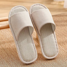 Load image into Gallery viewer, Linen Slippers for Women Men Open Toe House Shoes Summer