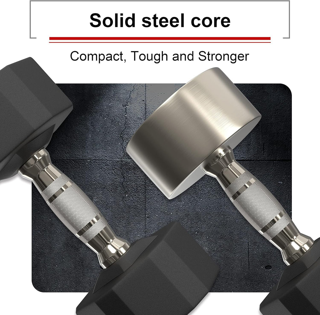 Rubber Dumbbells Steel Weights Set Home Gym Fitness Training